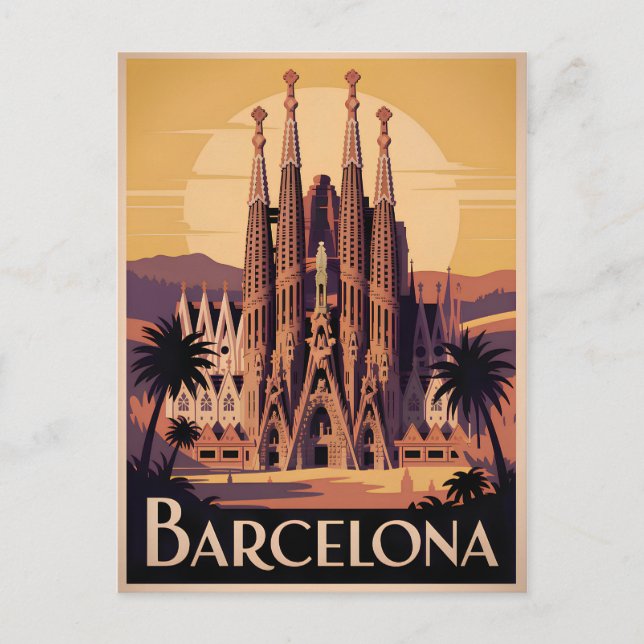 Postal Barcelona España vintage (Anverso)