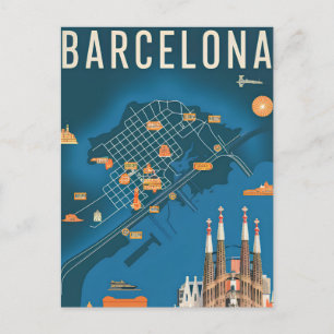 Postal Barcelona España vintage