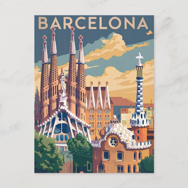 Postal Barcelona España vintage (Anverso)