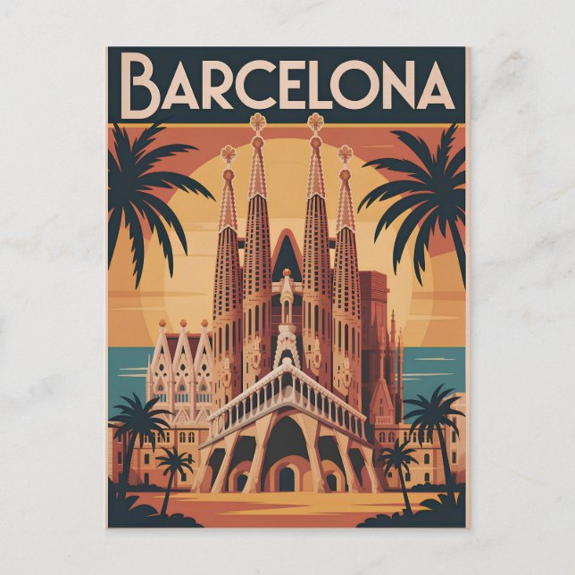 Postal Barcelona España vintage (Anverso)