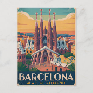 Postal Barcelona España vintage