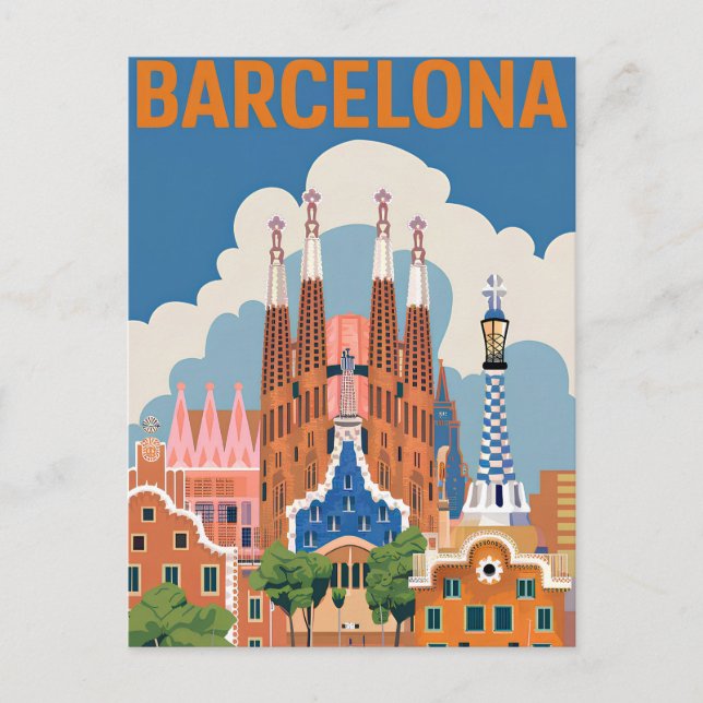 Postal Barcelona España vintage (Anverso)