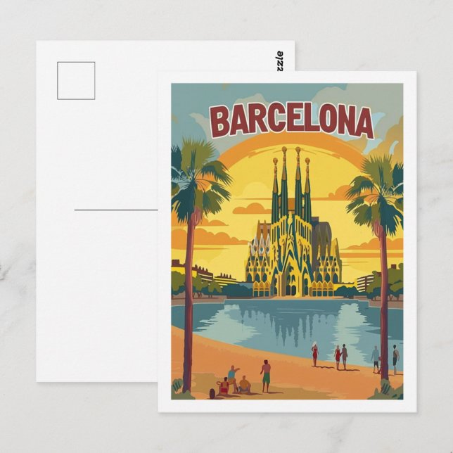 Postal Barcelona España Vintage Famoso Viaje Lugar (Anverso / Reverso)