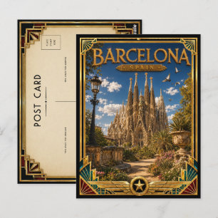 Postal Barcelona España Vintage Sagrada Família Art Deco