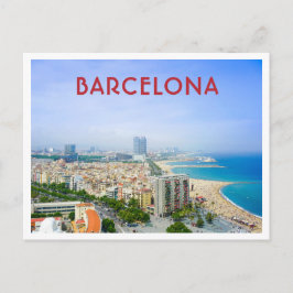 Postal Barcelona España Vista de la ciudad y la playa