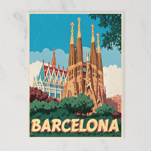 Postal Barcelona Retro
