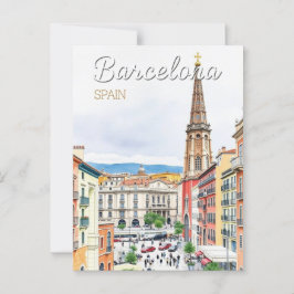 Postal barcelona spain Travel Art Vintage