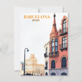 Postal barcelona spain Travel Art Vintage