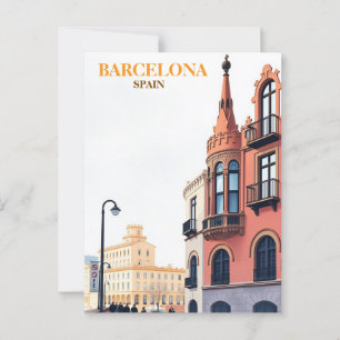 Postal barcelona spain Travel Art Vintage