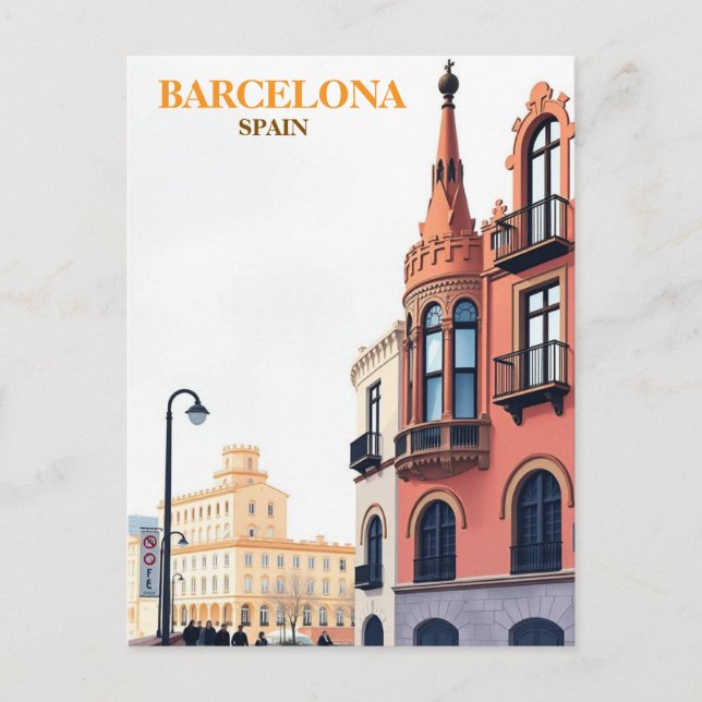Postal barcelona spain Travel Art Vintage (Anverso)