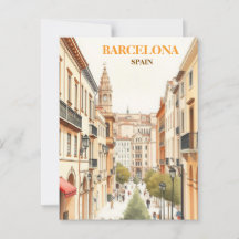 barcelona spain Travel Art Vintage