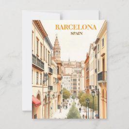 Postal barcelona spain Travel Art Vintage