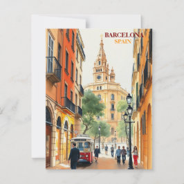 Postal barcelona spain Travel Art Vintage