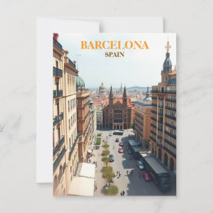 Postal barcelona spain Travel Art Vintage