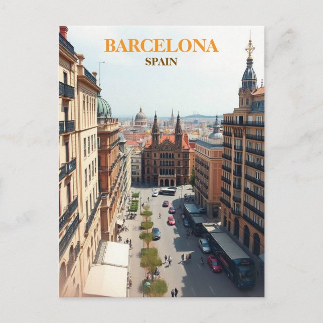 Postal barcelona spain Travel Art Vintage (Anverso)