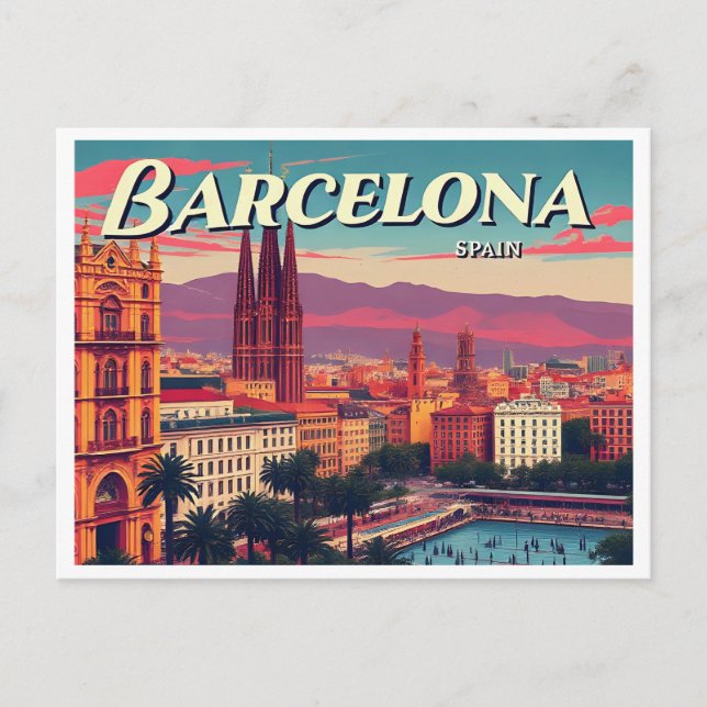 POSTAL BARCELONA SPAIN VINTAGE (Anverso)