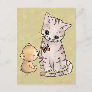 Postal Bärchen und Katze