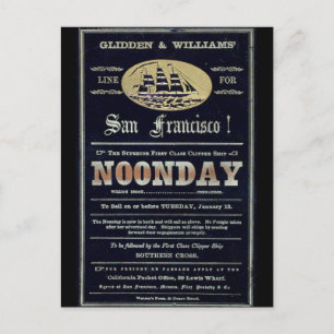 Postal Barco a vela Noonday Clipper 1900
