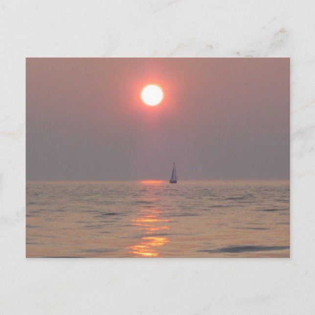 Postal Barco al atardecer (Anverso)