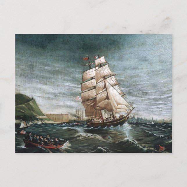 Postal Barco alpino en el puerto de Nueva York en 1890 (Anverso)