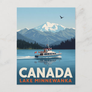 Postal Barco Antiguo Lago Minnewanka Parque Nacional Banf