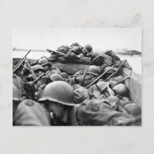 Postal Barco asalto cruza el Rin en la Segunda Guerra Mun