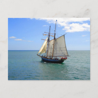Postal Barco de altura en la bahía de las Islas, Nueva Ze