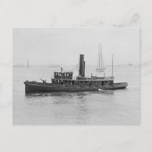 Postal Barco de bomberos en el puerto de Boston, 1906