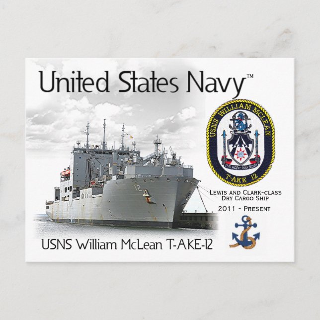 Postal BARCO DE CARGA USNS WILLIAM MCLEAN T-AKE-12 - Post (Anverso)