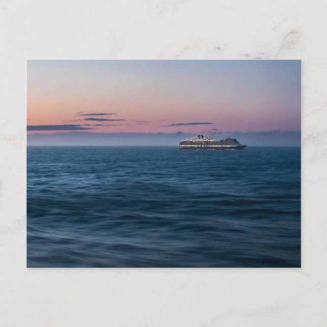 Postal Barco de crucero al atardecer (Anverso)