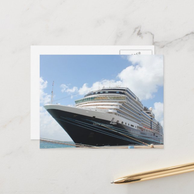 Postal Barco de crucero MS Nieuw Amsterdam en Aruba (Anverso/Reverso In Situ)
