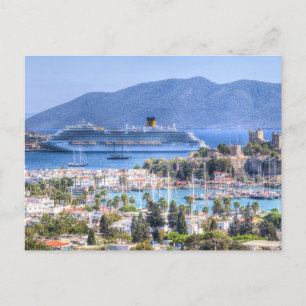 Postal Barco De Cruceros Y Castillo De Bodrum