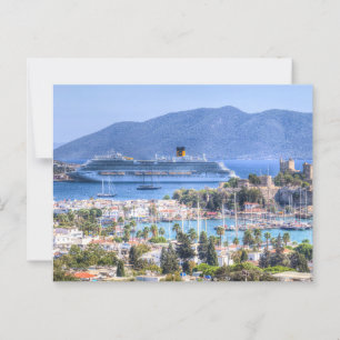 Postal Barco De Cruceros Y Castillo De Bodrum