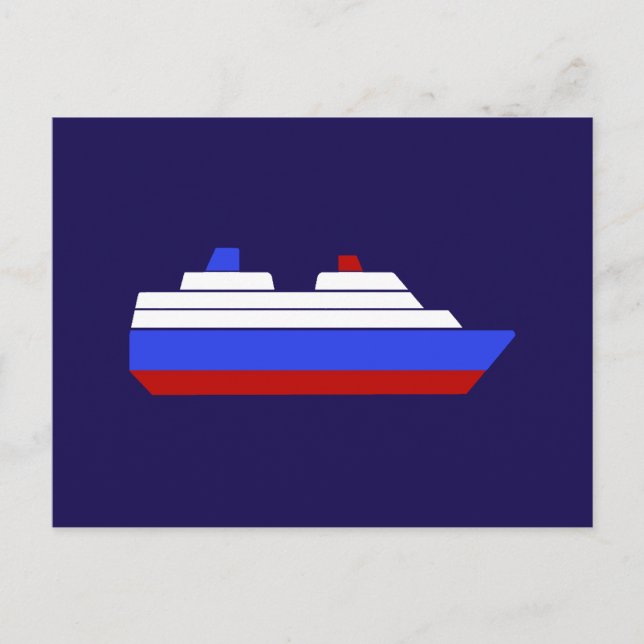 Postal barco de mar rojo y azul (Anverso)
