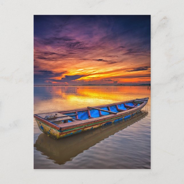 Postal Barco De Pesca Al Amanecer | Playa Jubakar (Anverso)