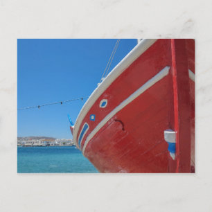 Postal Barco de pesca en el puerto de Mykonos en Cícladas