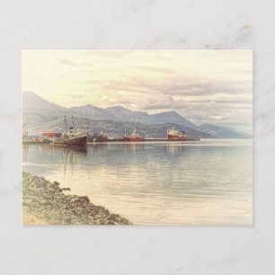 Postal Barco de remolque en el fin del mundo