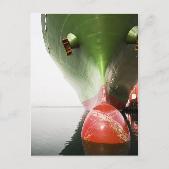 Postal Barco De Un Barco De Carga Rojo Y Verde |Larga Pla (Anverso)