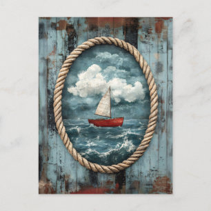 Postal Barco de vela borde frontera ruso náutico