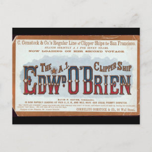 Postal Barco de vela Clipper Edward O'Brien 1900
