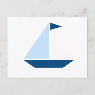 Postal Barco de vela con bandera azul