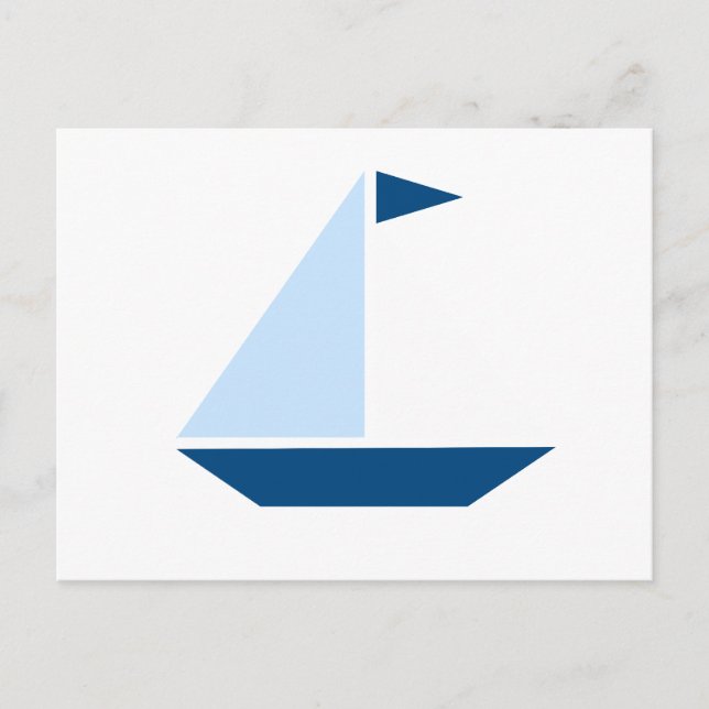 Postal Barco de vela con bandera azul (Anverso)