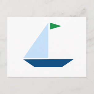 Postal Barco de vela con bandera verde