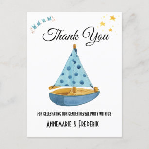 Postal Barco de vela con revelación de género