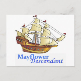 Postal Barco de vela de Descendencia Mayflower