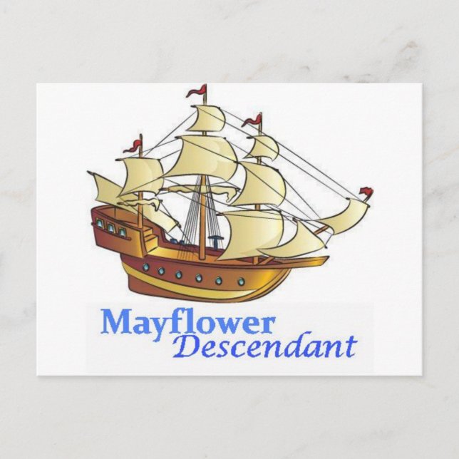 Postal Barco de vela de Descendencia Mayflower (Anverso)