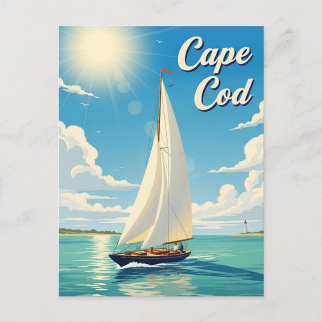 Postal Barco de vela en Cape Cod Massachusetts Travel (Anverso)
