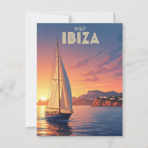 Postal Barco de vela en Ibiza España Viajes