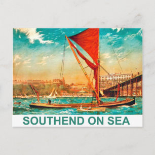 Postal Barco de vela en la costa de Southend on Sea, vint