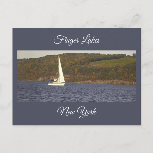 Postal Barco de vela en un lago Postcard (Anverso)